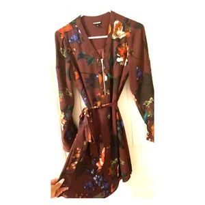 Floral mini shirt dress